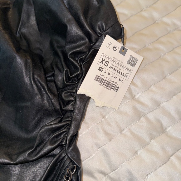 Zara STRAPLESS FAUX LEATHER Dress size XS BNWT - Picture 6 of 7